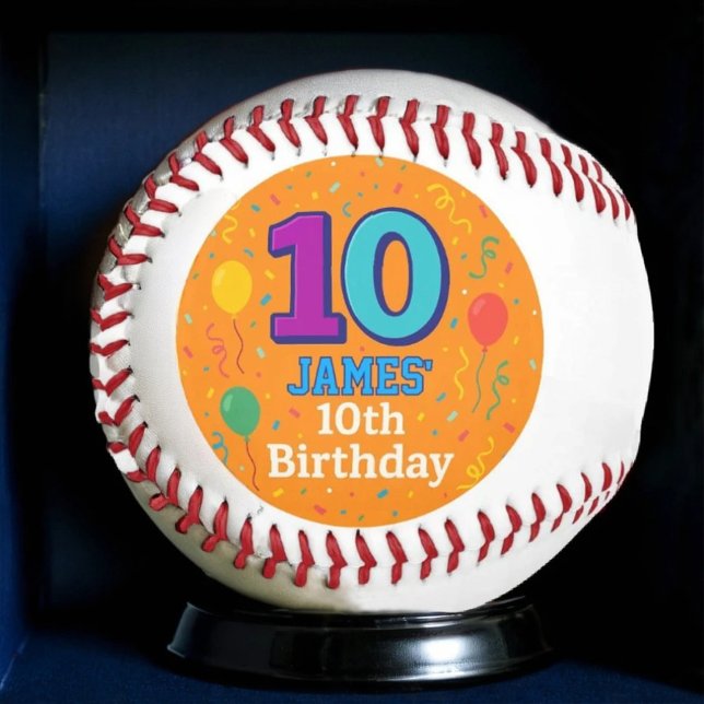Balle De Baseball Baseball personnalisé, Nom personnalisé et 10e ann (Créateur téléchargé)