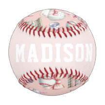 Baseball Rose Personnalisé – Nom Fille Anniversair