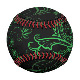 Balle De Baseball Baseball vert floral