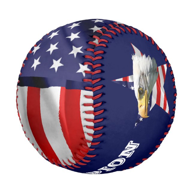 Balle De Baseball Beau Aigle, Drapeau Américain, Étoile (Angle)