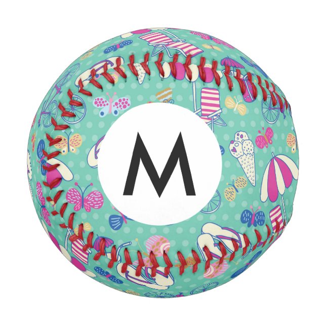 Balle De Baseball Beau Motif Avec Éléments Été (Devant Gauche)