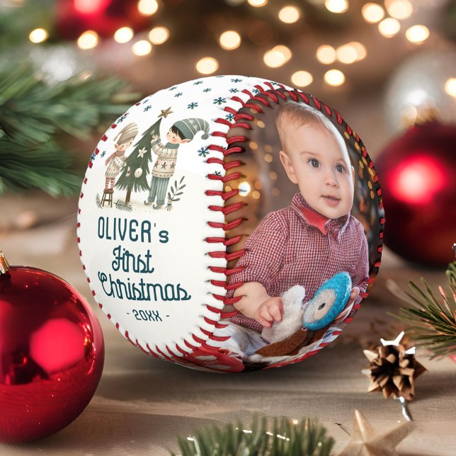 Balle De Baseball Bébé mignon 1er Arbre de Noël Dessin 2 Photos (Créateur téléchargé)