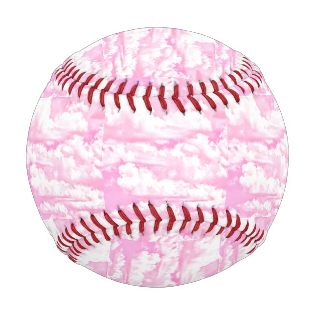 Balle De Baseball Bébé Rose Joyeux Nuages Arrière-plan (Devant)