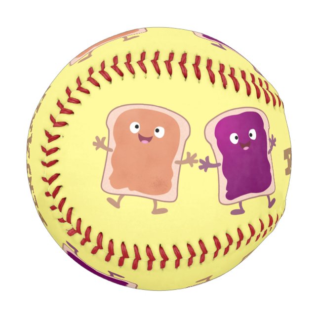 Balle De Baseball Beurre d'arachide mignonne et caricature sandwich  (Devant Gauche)