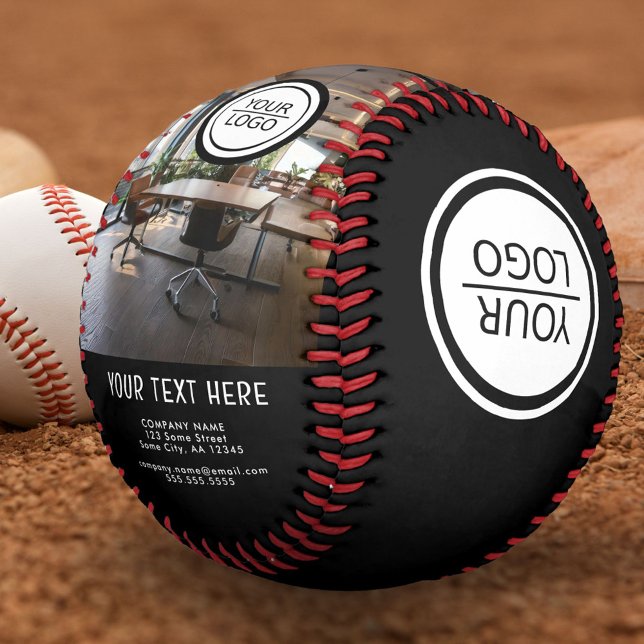 Balle De Baseball Black Ajouter Logo Texte Personnalisé Société Phot (Créateur téléchargé)