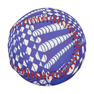 Balle De Baseball Bleu et blanc Abstrait Line Art Baseballs