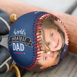 Balle De Baseball Bleu marine Typographie Papa le meilleur du monde