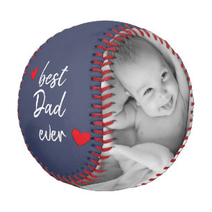 Balle De Baseball Blue Best Papa Ever 2 Photo personnalisée