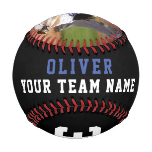 Balle De Baseball Blue Black Team Nom du joueur Nom du joueur Photo