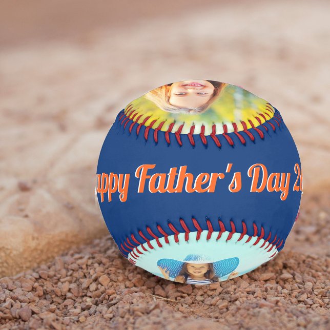 Balle De Baseball Bonne Fête des pères Bleu Orange Blanc Personnalis (Créateur téléchargé)