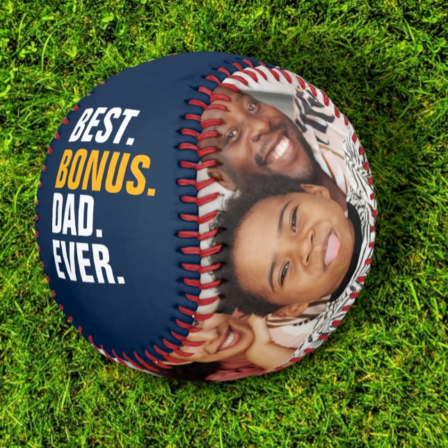 Balle De Baseball Bonne Fête des pères Meilleur Bonus Papa Jamais Pe (Happy Fathers Day Best Bonus Dad Ever Personalized Baseball from Ricaso. Stepfather gift ideas)