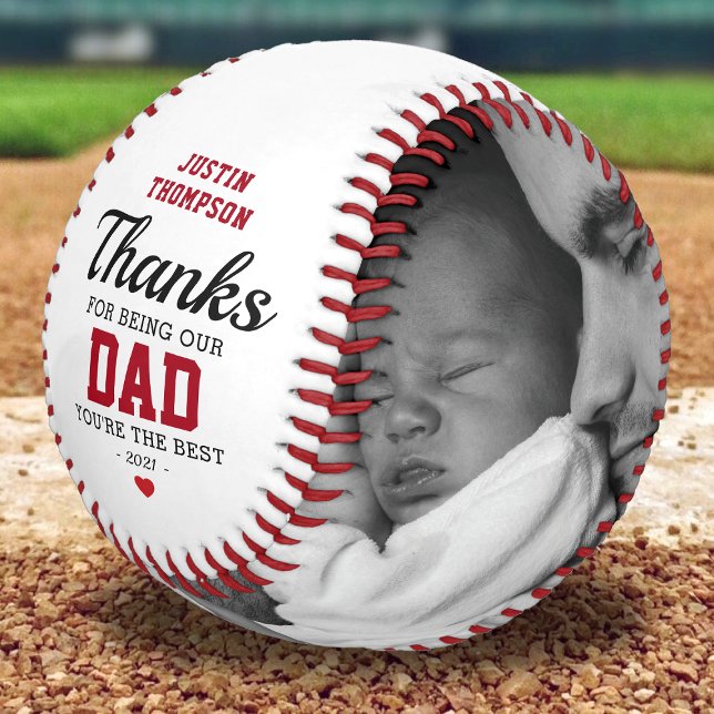 Balle De Baseball Bonne Fête des pères Photo Enfants Noms (Créateur téléchargé)