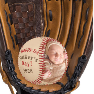 Balle De Baseball Bonne première fête des pères personnalisée 2 socl