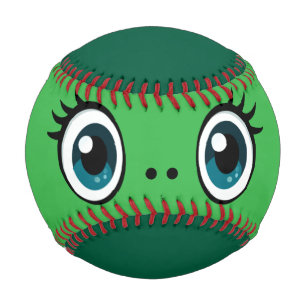 Balle De Baseball Boule verte aux grands yeux face Baseball