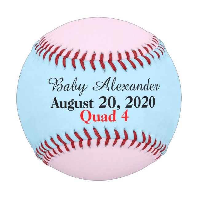 Balle De Baseball Boy Quad bleu rose statistiques de naissance (Devant)