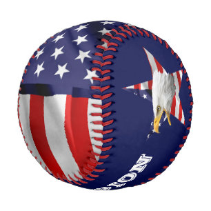 Balle De Baseball Brave Bald Eagle, Drapeau Américain, Étoile