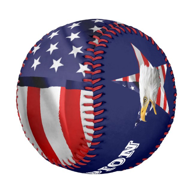 Balle De Baseball Brave Bald Eagle, Drapeau Américain, Étoile (Angle)