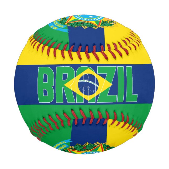 Balle De Baseball Brésil Drapeau et blason Patriotique (Devant)