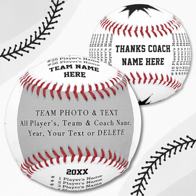 Balle De Baseball Cadeaux d'entraîneurs de baseball, Photo d'équipe, (Best Baseball Coach Gifts. Photo Baseball. Custom Baseballs. Thank you gifts for baseball coach.)
