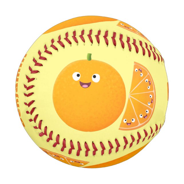 Balle De Baseball Caricature d'agrumes d'orange (Devant Gauche)