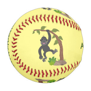 Balle De Baseball Caricature de bébé gorille joyeux