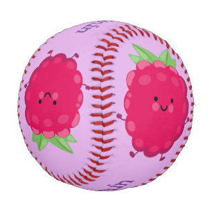 Balle De Baseball Caricature de framboise très heureuse