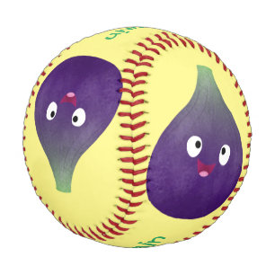 Balle De Baseball Caricature de fruits mauve joyeux aux figues