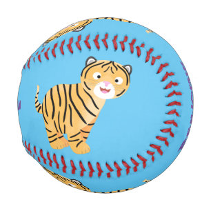 Balle De Baseball Caricature de petit tigre joyeux