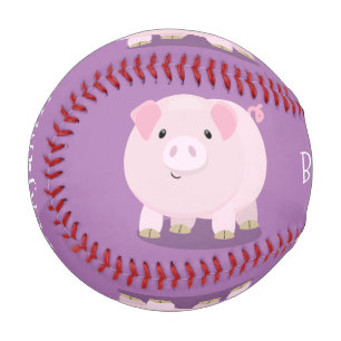 Balle De Baseball Caricature de porc mignon rose pot vendue