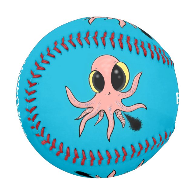 Balle De Baseball Caricature de poulpe de bébé mignonne et cheeky (Devant Gauche)