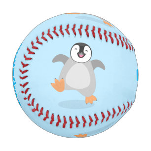 Balle De Baseball Caricature de poussin de pingouin mignon et joyeus