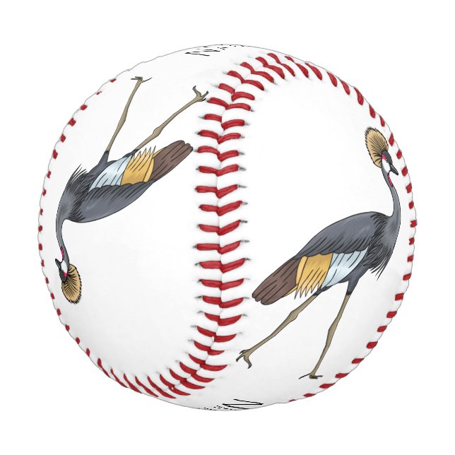 Balle De Baseball Caricature d'oiseau de grue couronné gris (Angle)