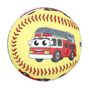 Balle De Baseball Caricature du moteur de feu joyeux