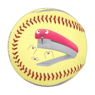 Balle De Baseball Caricature en agrafeuse rouge pâle
