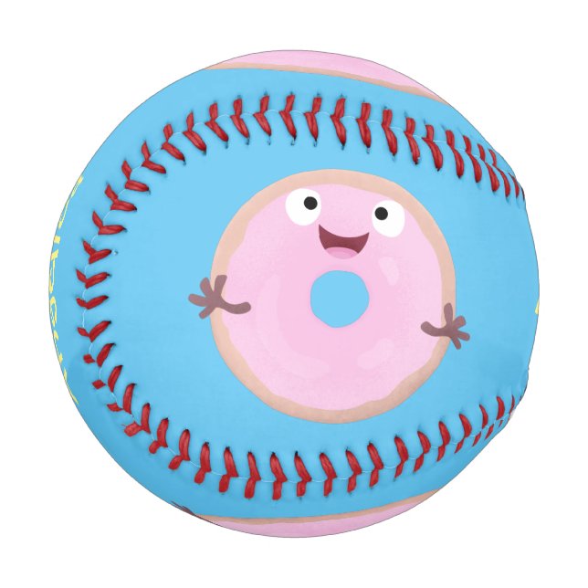 Balle De Baseball Caricature joli beignet rose vitré (Devant Gauche)
