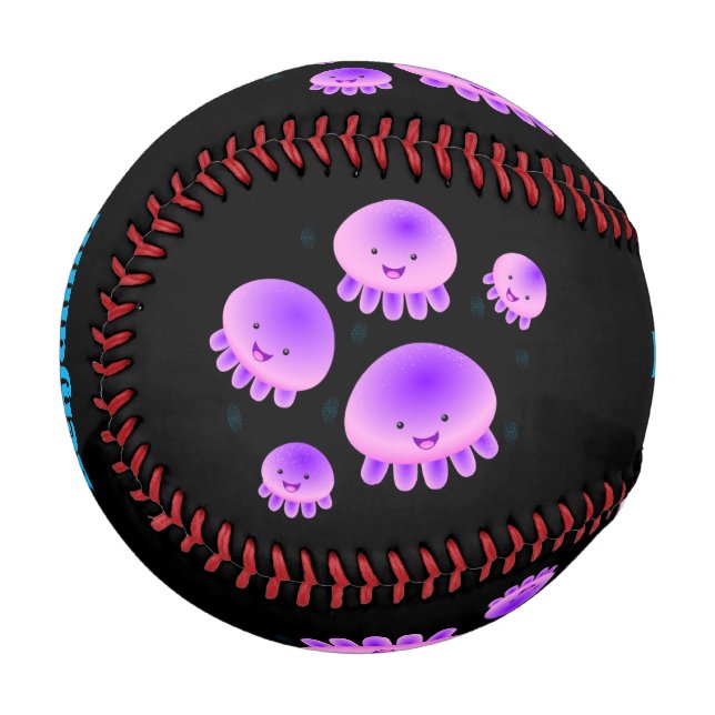 Balle De Baseball Caricature kawaii de méduse violette rose mou (Devant Gauche)