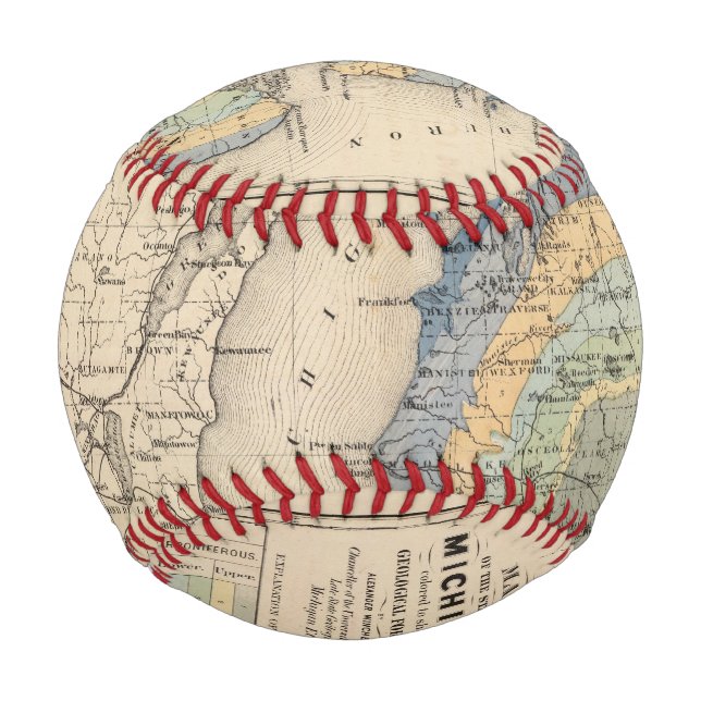 Balle De Baseball Carte de l'État du Michigan (Devant)
