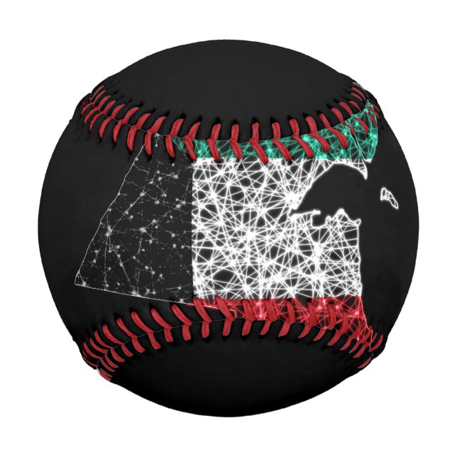 Balle De Baseball Carte du Koweït, Polygonal maillage ligne carte (Devant)