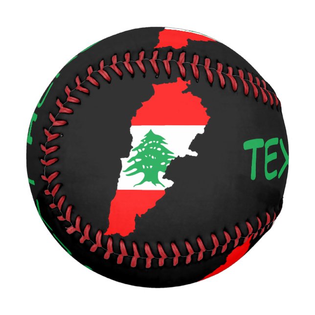 Balle De Baseball Carte du Liban avec drapeau (Devant Gauche)