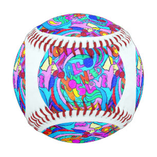 Balle De Baseball cercles d'amour super hippie