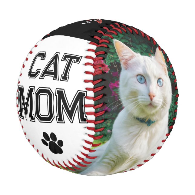 Balle De Baseball Chat Maman Fête des Mères 2 Photos Monogramme Pers (Angle)