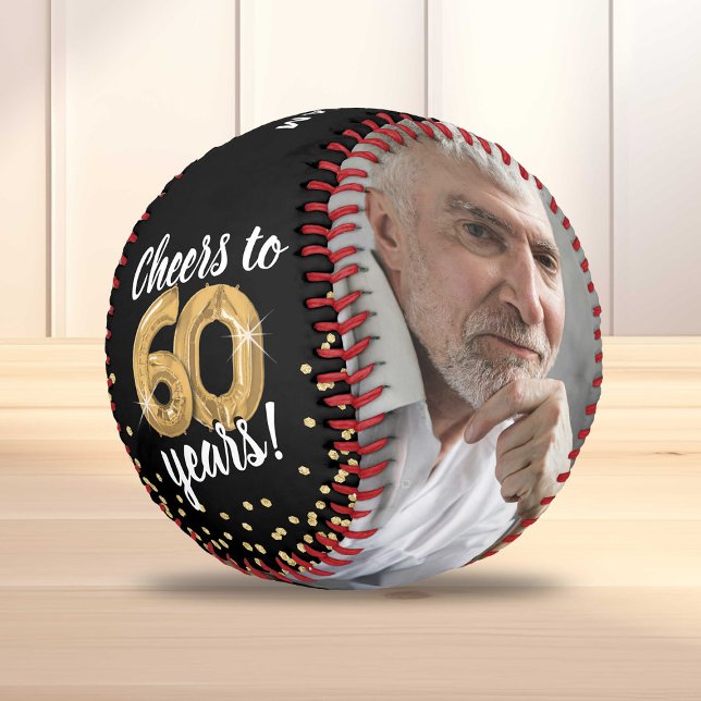 Balle De Baseball Cheers to 60 Years - 60th birthday Photo (Créateur téléchargé)