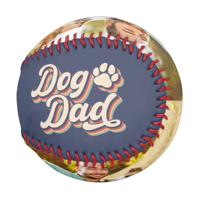 Balle De Baseball Chien Papa Photo Collage Fête des pères Cadeau (Dos Gauche)