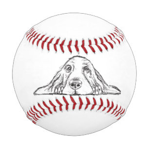 Balle De Baseball chiot basset hound noir blanc yeux de chien simple