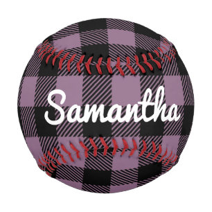 Balle De Baseball Classic Violet Buffalo Check Plaid Personnalisé