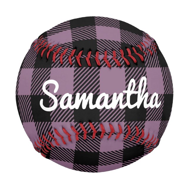 Balle De Baseball Classic Violet Buffalo Check Plaid Personnalisé (Devant)