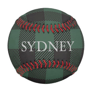 Balle De Baseball Classique Tartan à Carreaux Vert Buffalo Personnal