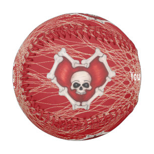 Balle De Baseball Coeur rouge gothique dans les spirales crâniennes
