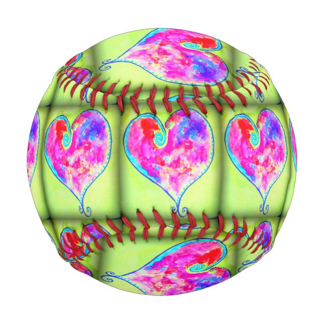 Balle De Baseball Coeurs roses tourbillonnant (Devant)