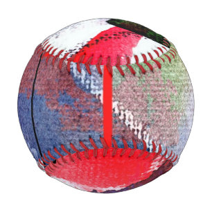 Balle De Baseball collage d'art abstrait, milieux mixtes et aquarell
